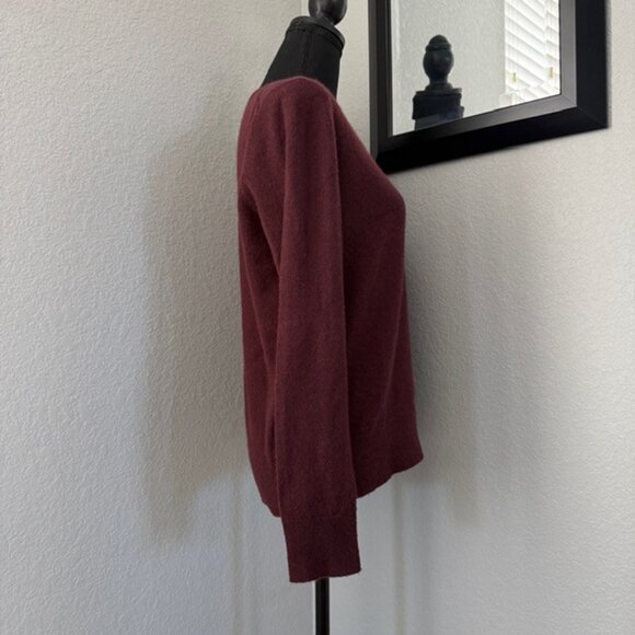 QUINCE Mongolian Cashmere Crew Neck Sweater Burgundy Medium - Picture 5 of 11